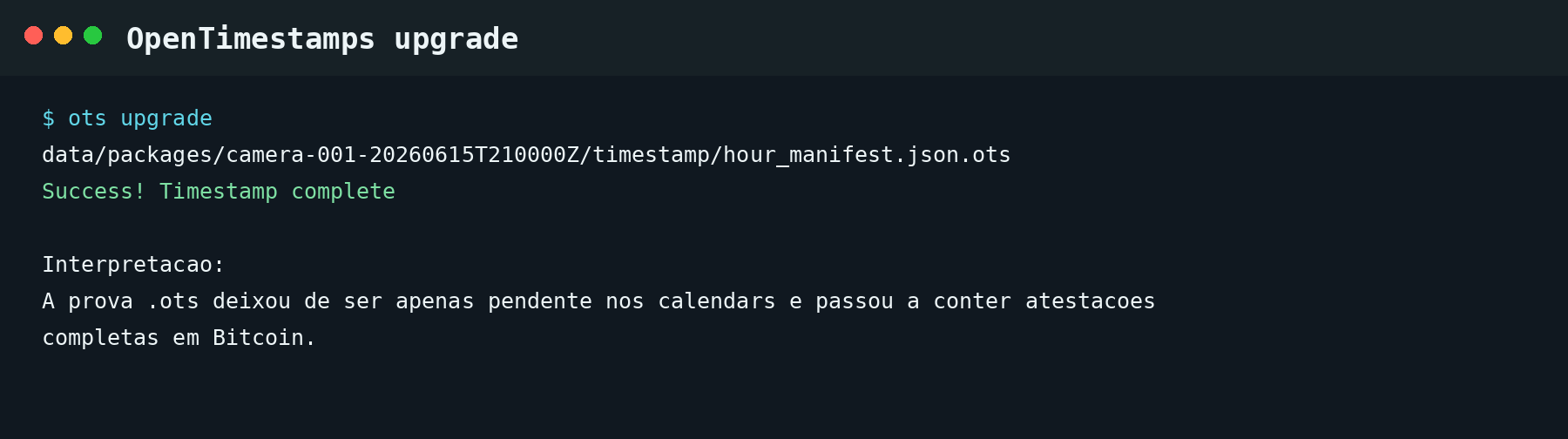 OpenTimestamps upgrade completo